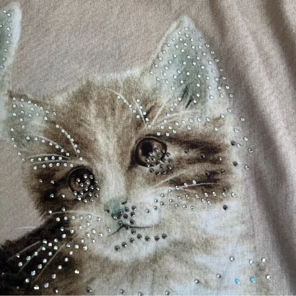 Model France Vintage Woman’s Bling Cat Lover Shirt - Picture 5 of 11